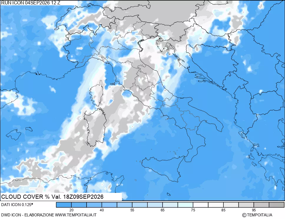 mappa Nuvolosit&agrave; totale