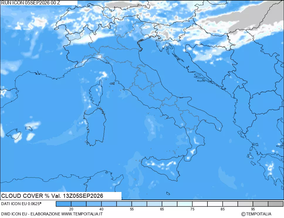 mappa Nuvolosit&agrave; totale