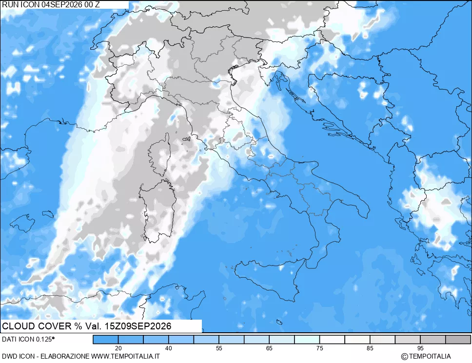 mappa Nuvolosit&agrave; totale