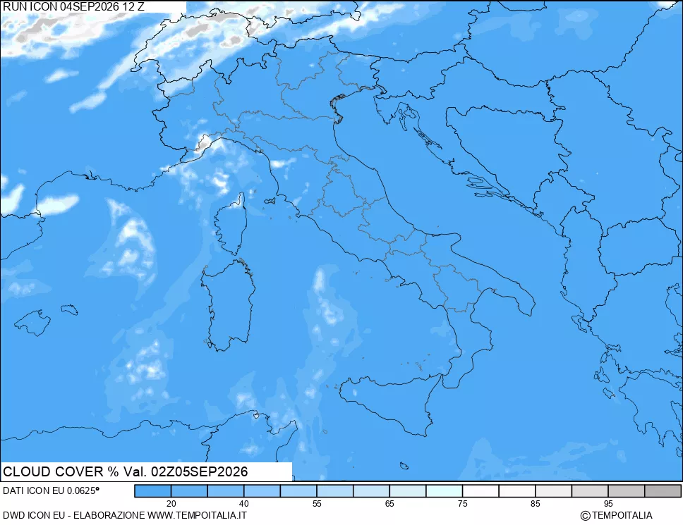 mappa Nuvolosit&agrave; totale