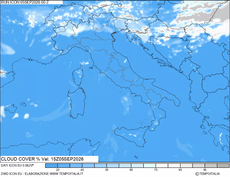 mappa Nuvolosit&agrave; totale