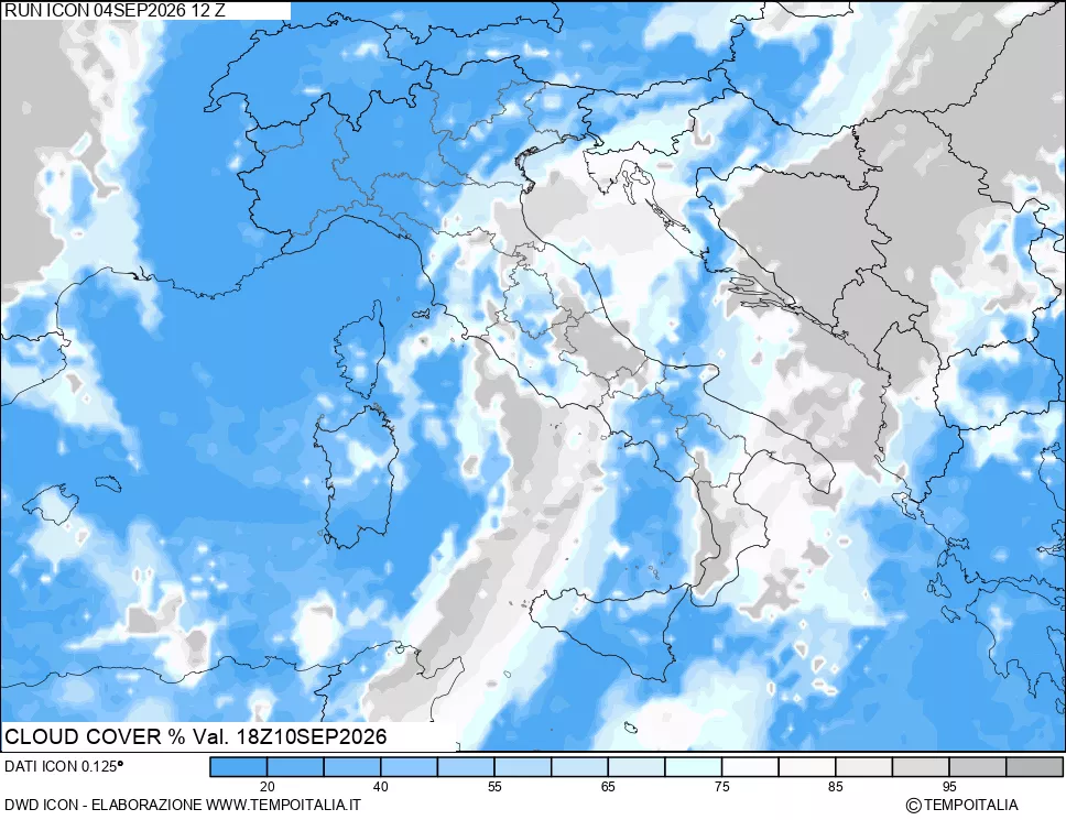 mappa Nuvolosit&agrave; totale