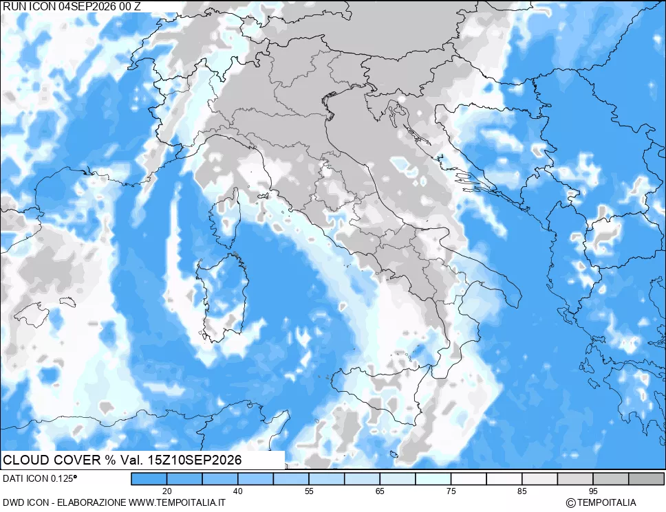 mappa Nuvolosit&agrave; totale