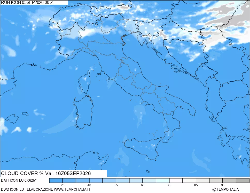 mappa Nuvolosit&agrave; totale