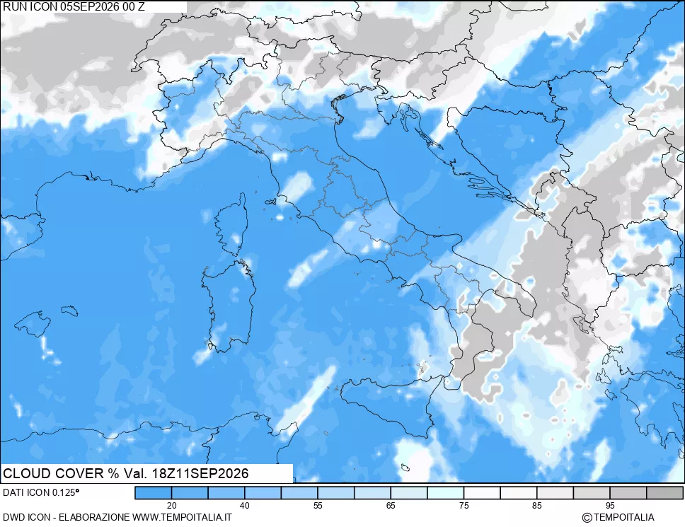 mappa Nuvolosit&agrave; totale