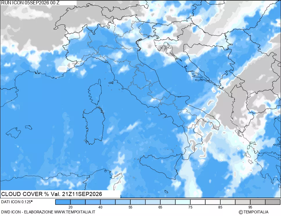 mappa Nuvolosit&agrave; totale