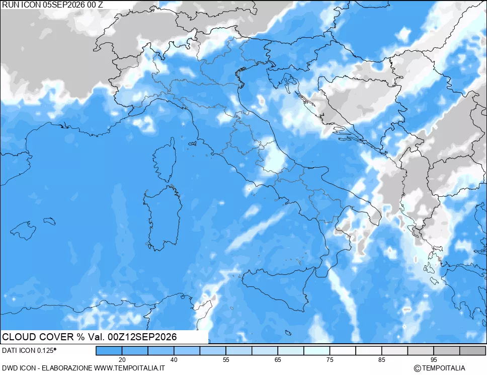 mappa Nuvolosit&agrave; totale