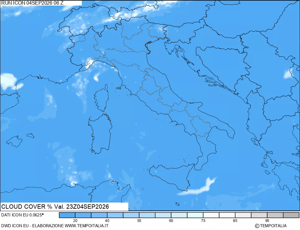 mappa Nuvolosit&agrave; totale