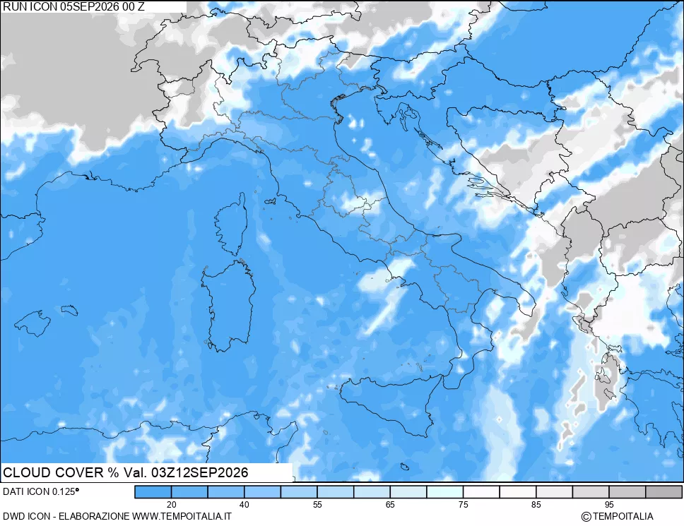 mappa Nuvolosit&agrave; totale