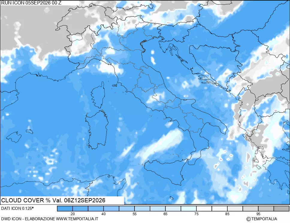 mappa Nuvolosit&agrave; totale
