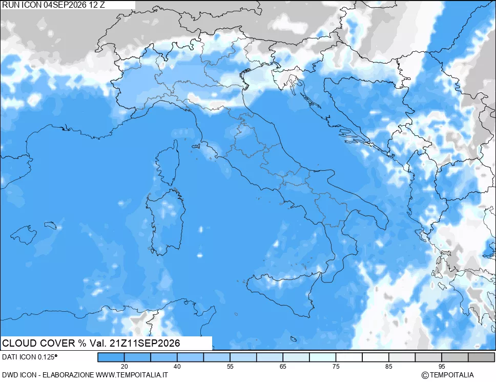 mappa Nuvolosit&agrave; totale