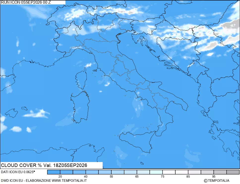 mappa Nuvolosit&agrave; totale