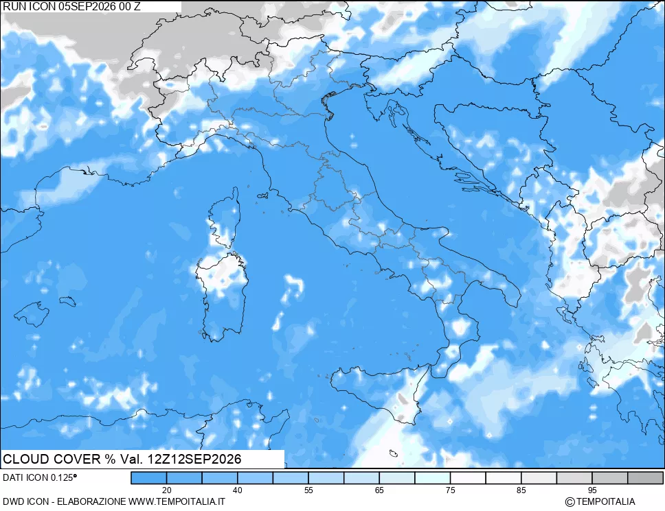 mappa Nuvolosit&agrave; totale