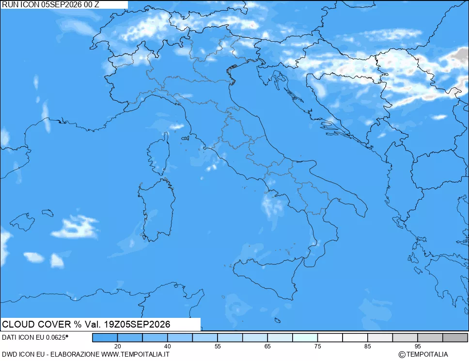 mappa Nuvolosit&agrave; totale