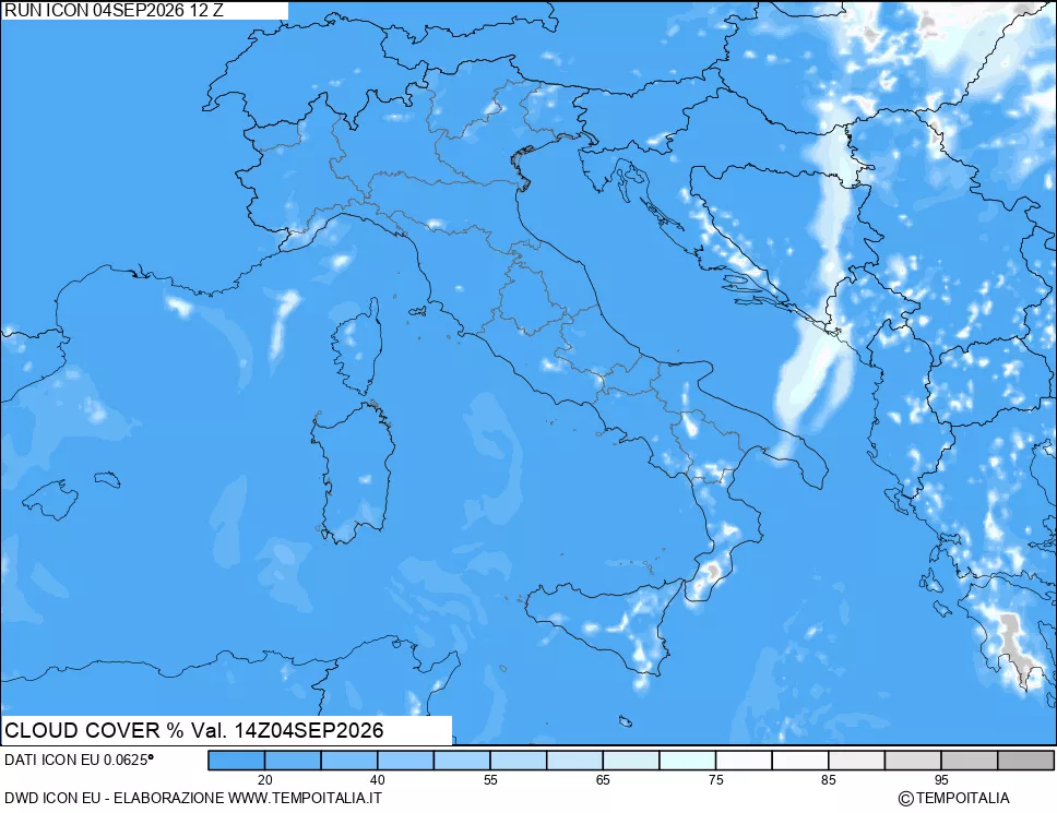 mappa Nuvolosit&agrave; totale