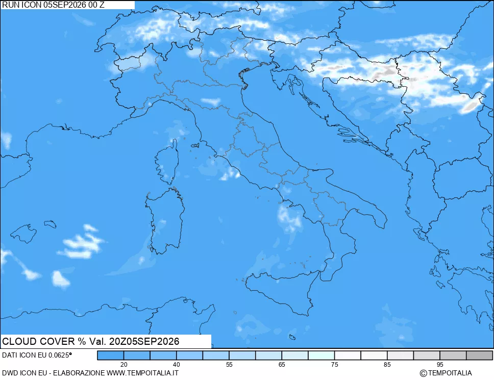 mappa Nuvolosit&agrave; totale