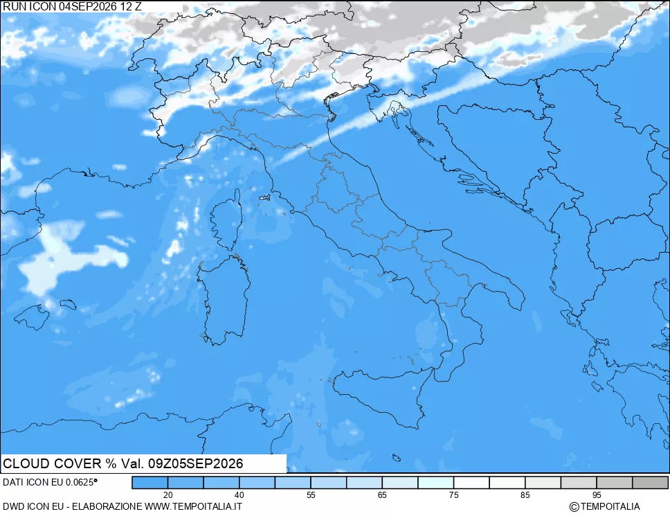 mappa Nuvolosit&agrave; totale