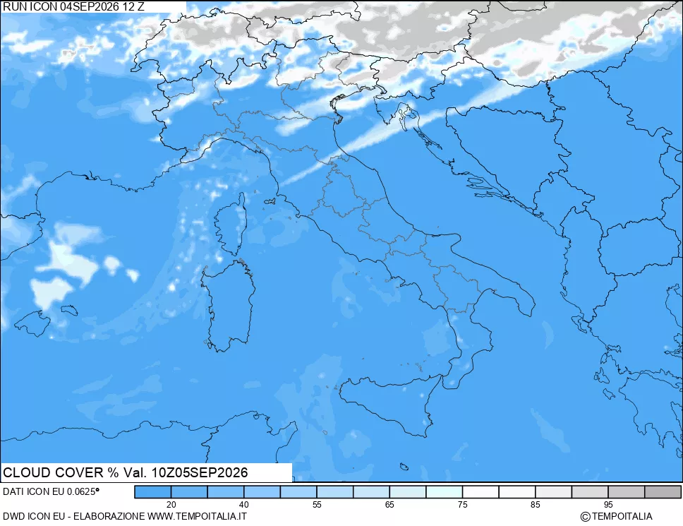 mappa Nuvolosit&agrave; totale