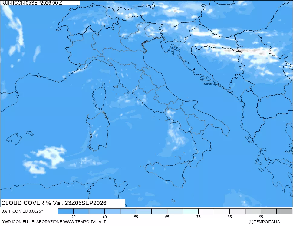 mappa Nuvolosit&agrave; totale