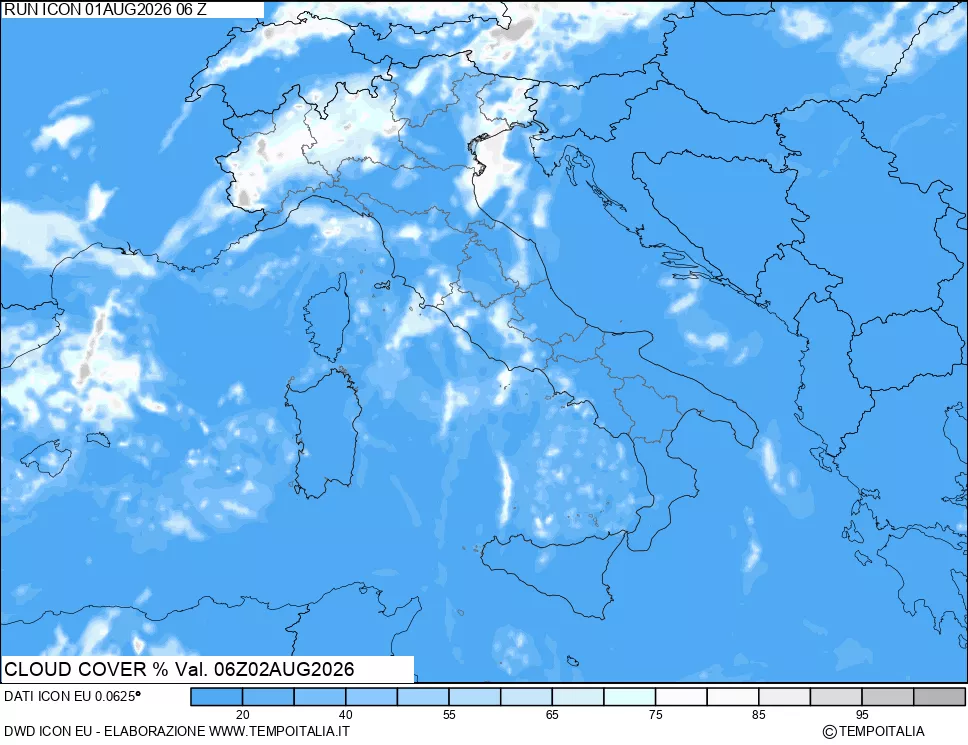 mappa Nuvolosit&agrave; totale