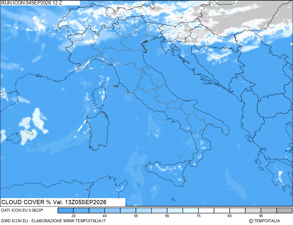 mappa Nuvolosit&agrave; totale