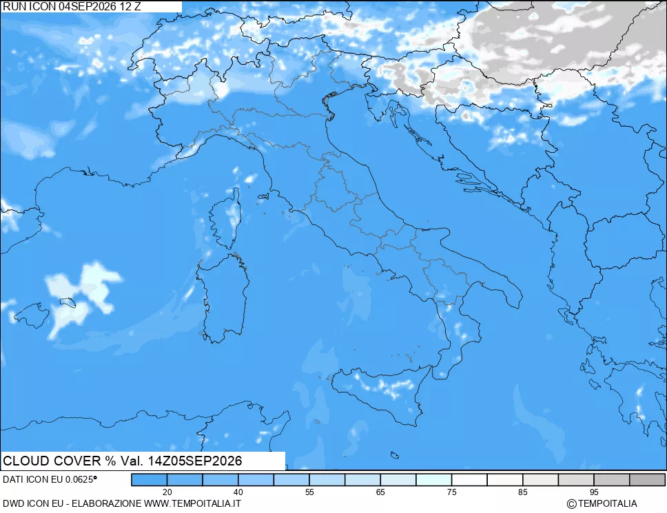 mappa Nuvolosit&agrave; totale