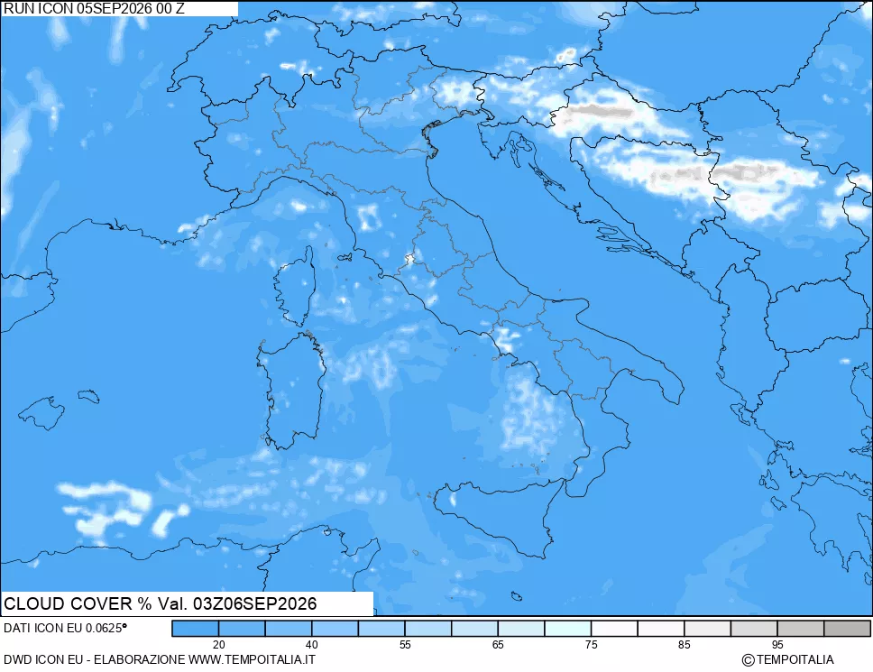 mappa Nuvolosit&agrave; totale
