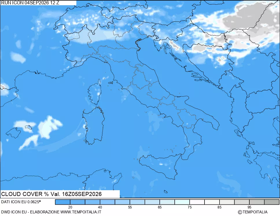 mappa Nuvolosit&agrave; totale