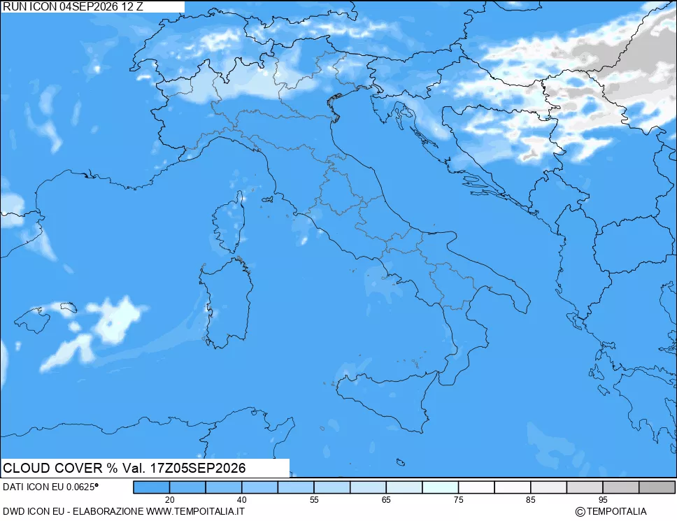 mappa Nuvolosit&agrave; totale