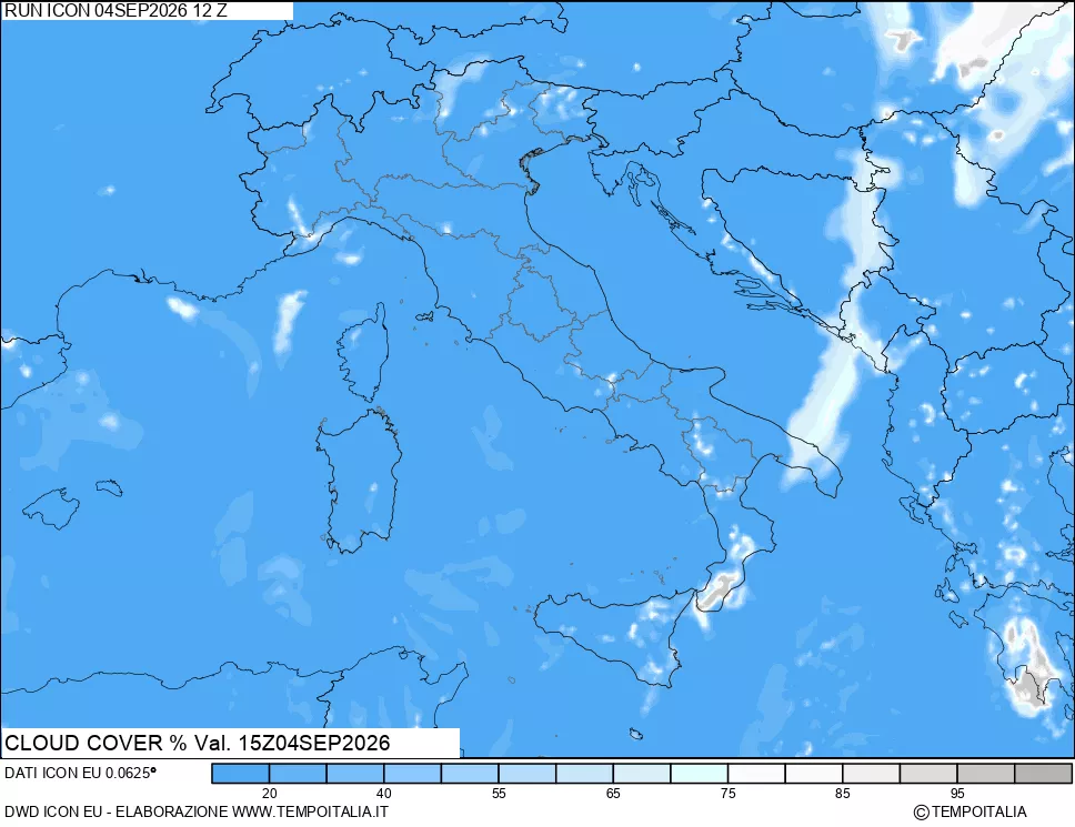 mappa Nuvolosit&agrave; totale