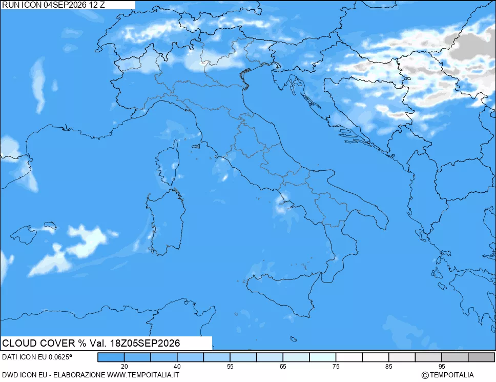 mappa Nuvolosit&agrave; totale