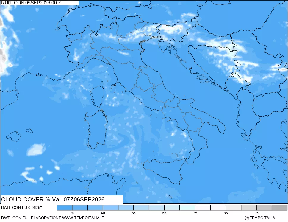 mappa Nuvolosit&agrave; totale