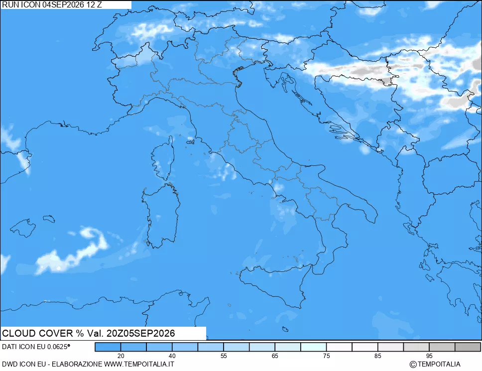 mappa Nuvolosit&agrave; totale