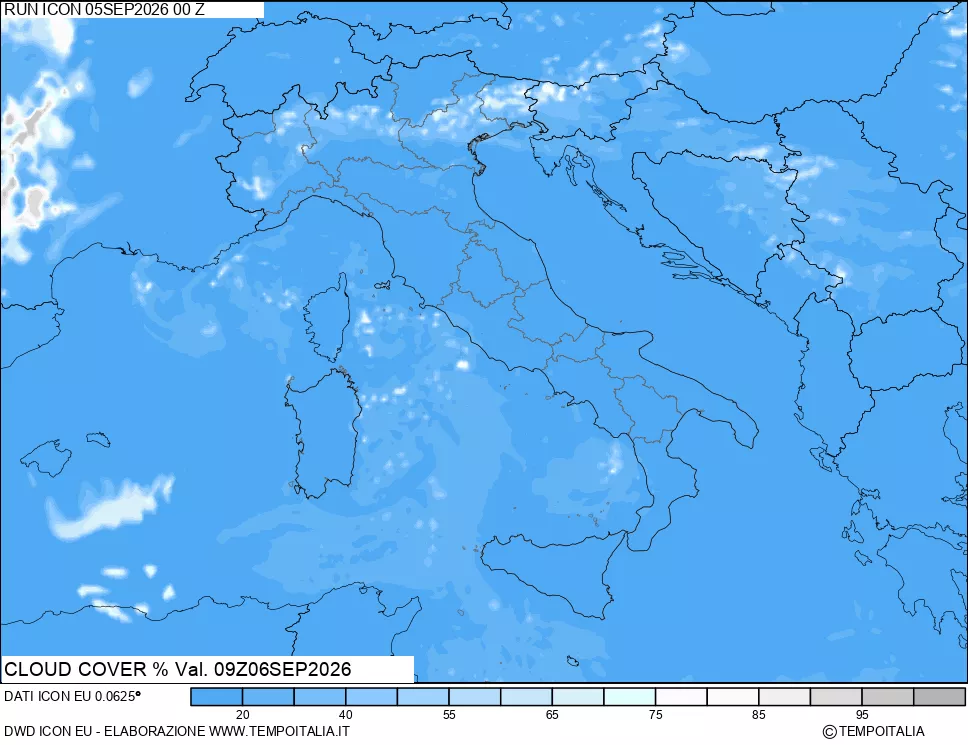 mappa Nuvolosit&agrave; totale