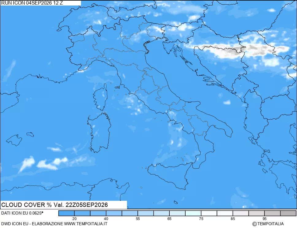 mappa Nuvolosit&agrave; totale