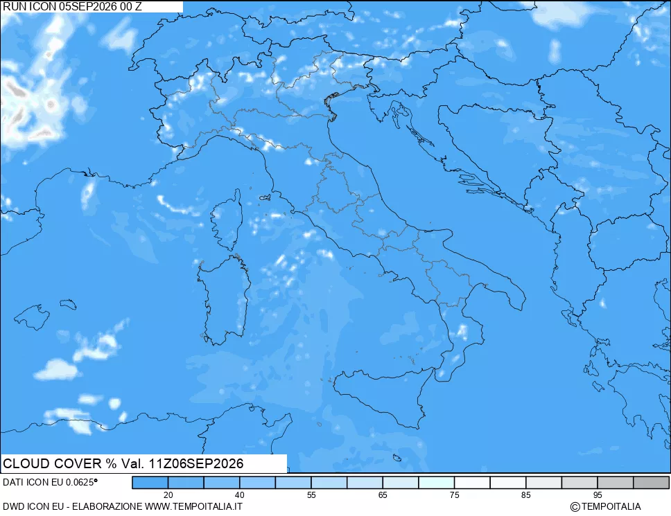 mappa Nuvolosit&agrave; totale