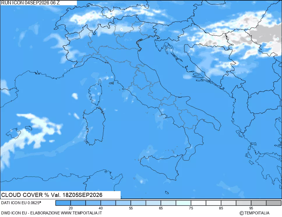 mappa Nuvolosit&agrave; totale