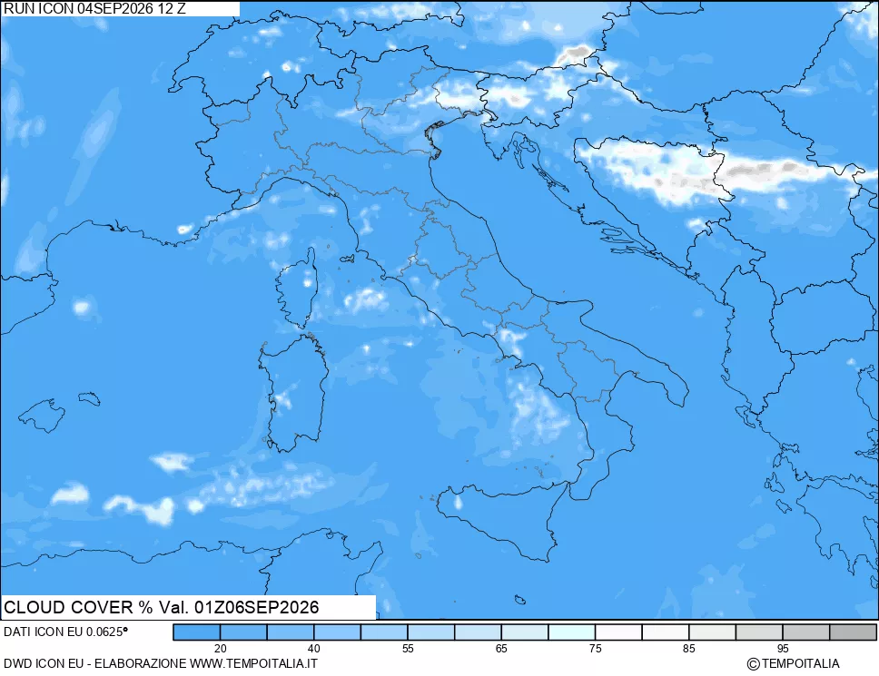 mappa Nuvolosit&agrave; totale