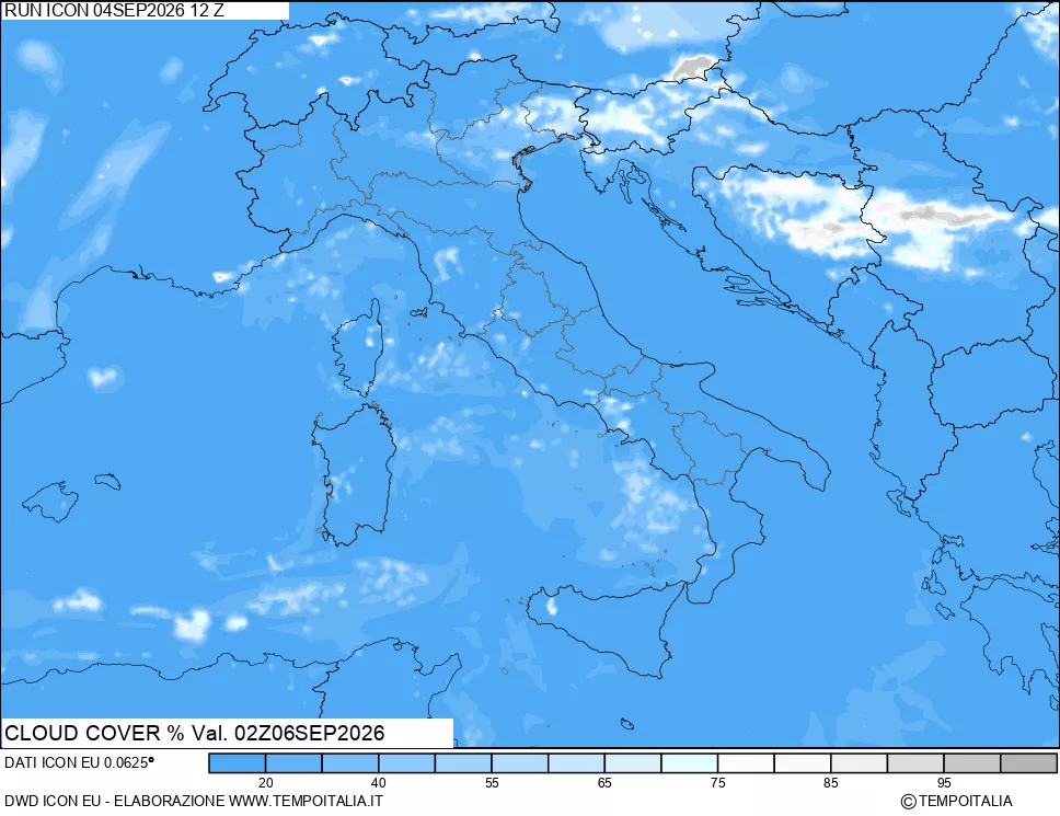 mappa Nuvolosit&agrave; totale