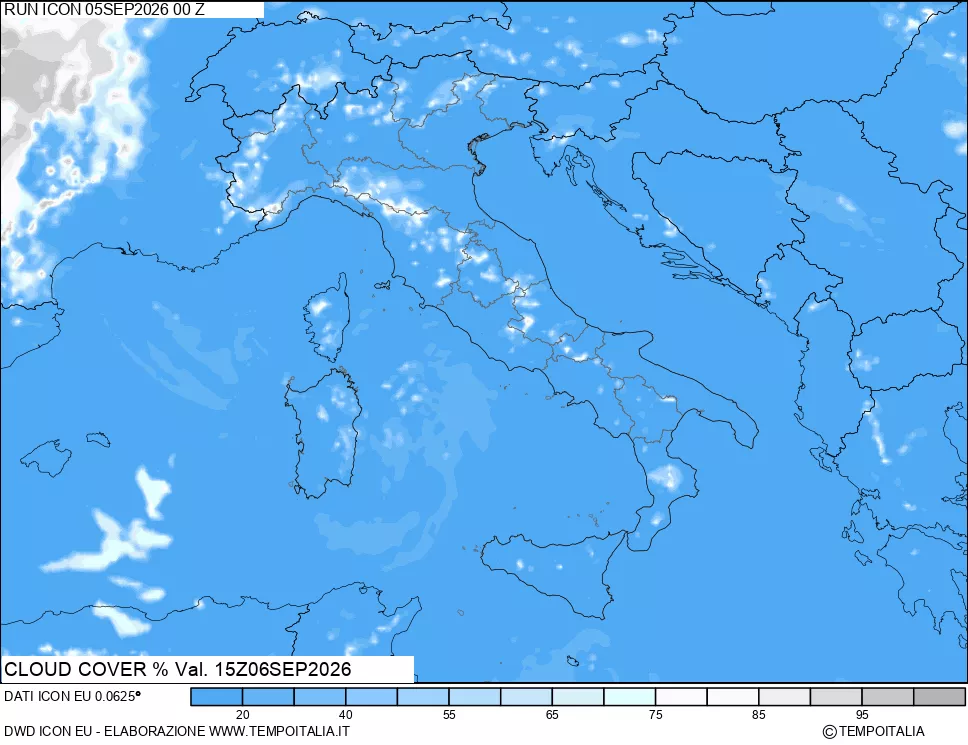 mappa Nuvolosit&agrave; totale