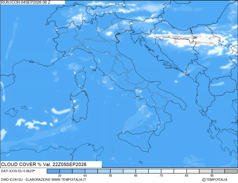 mappa Nuvolosit&agrave; totale