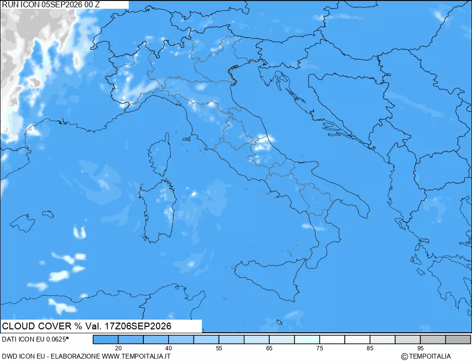 mappa Nuvolosit&agrave; totale