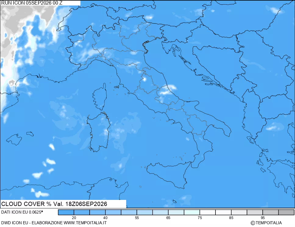 mappa Nuvolosit&agrave; totale