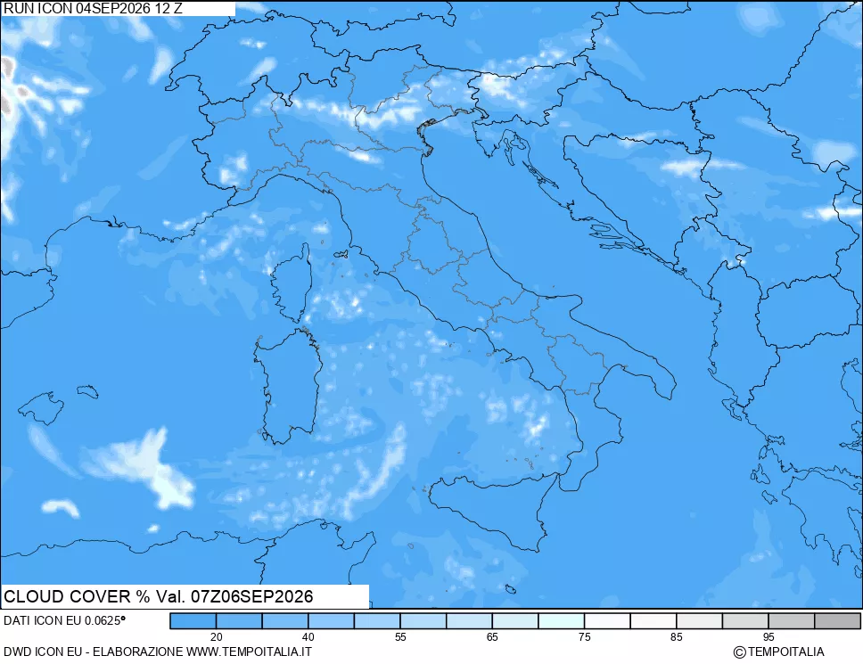 mappa Nuvolosit&agrave; totale