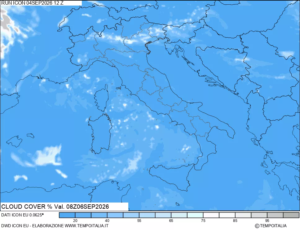 mappa Nuvolosit&agrave; totale
