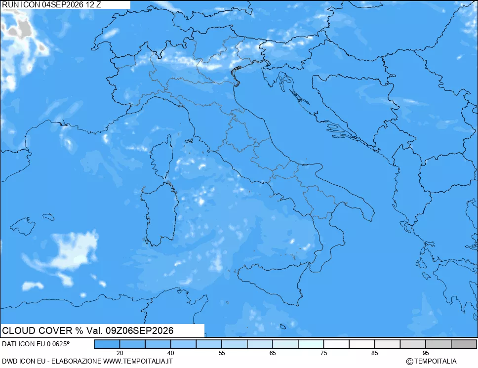 mappa Nuvolosit&agrave; totale