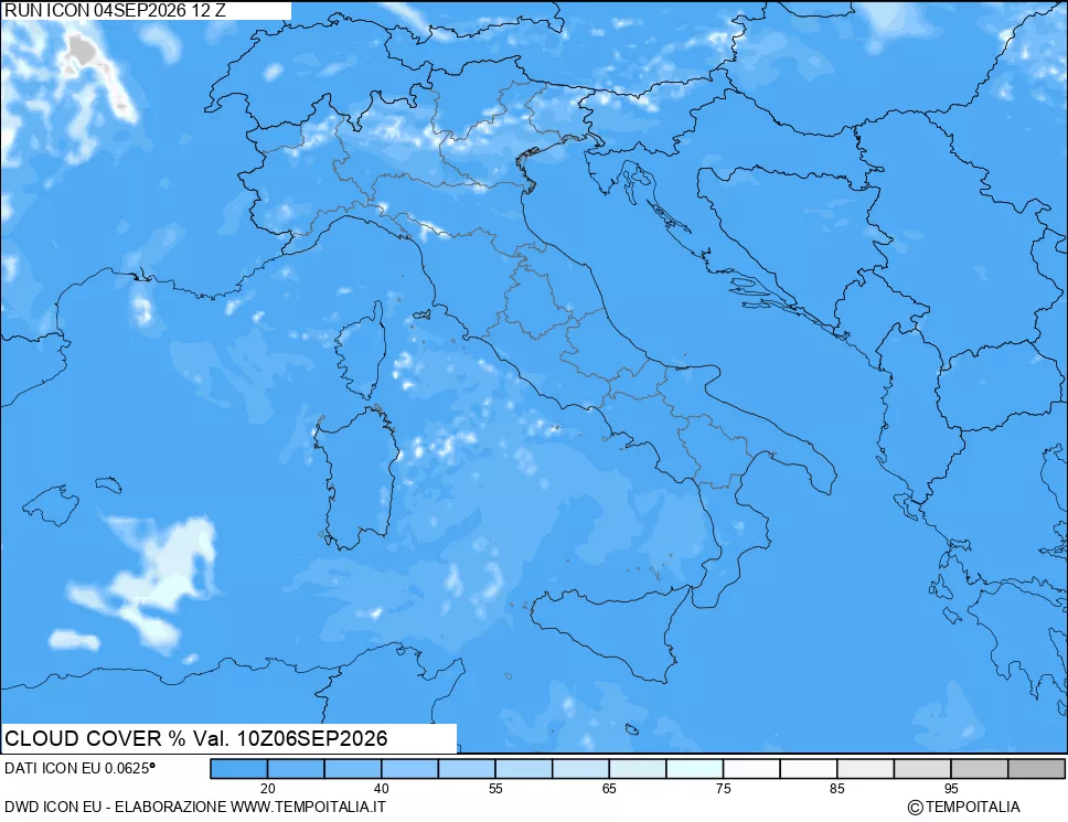 mappa Nuvolosit&agrave; totale