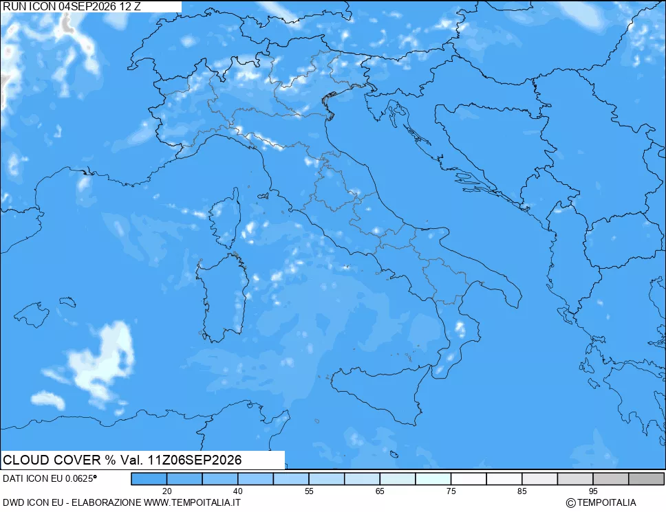 mappa Nuvolosit&agrave; totale