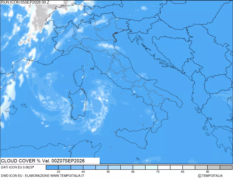 mappa Nuvolosit&agrave; totale