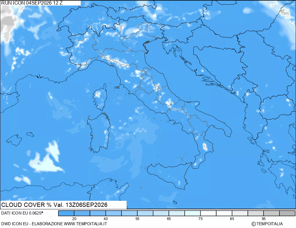 mappa Nuvolosit&agrave; totale